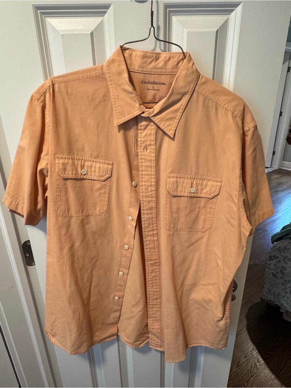 croft & barrow Short-Sleeve Button-Down Shirt in Peach